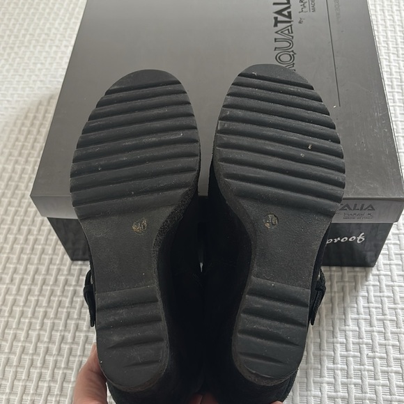 Aquatalia black suede wedge booties, size 9. - Picture 6 of 6